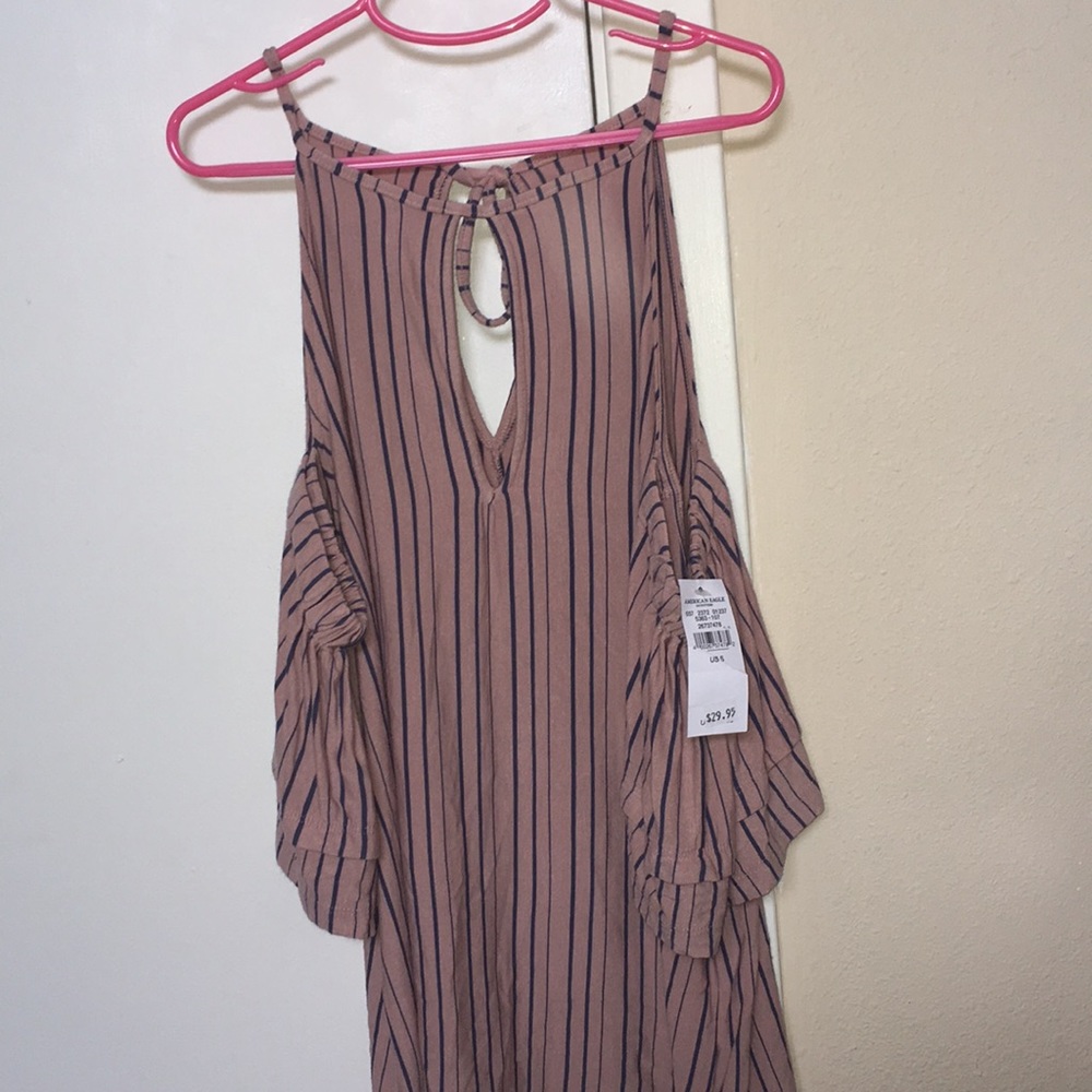 striped american eagle cold shoulder top